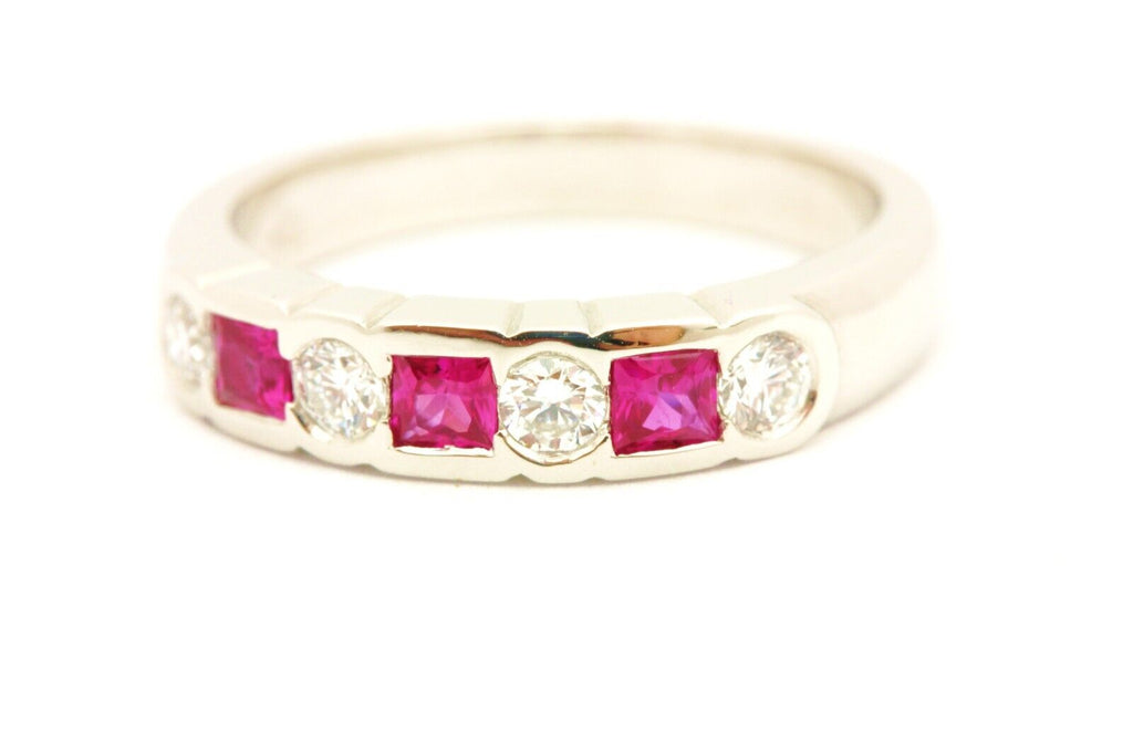 platinum pink sapphire diamond 4mm wedding anniversary band ring size 5.75 7.2g