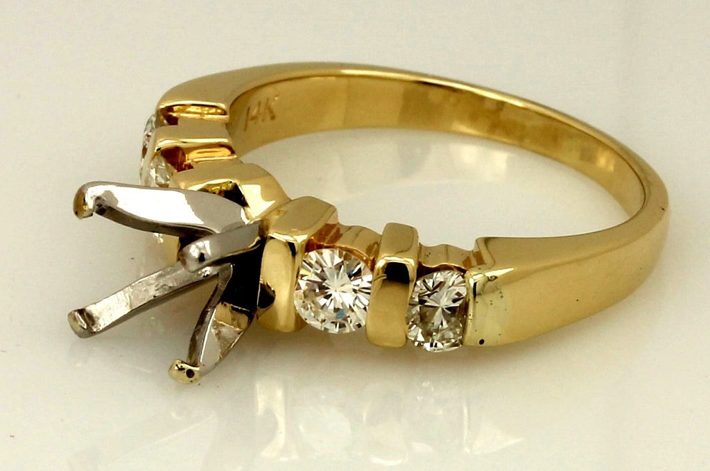 14k yellow gold engagement ring semimount 0.62ctw round diamond 6.5mm M&M estate