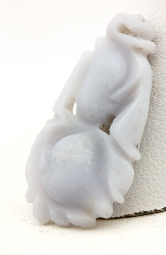 blue chalcedony carving pendant fruit peach strawberries 10.11ct 29x14x5mm