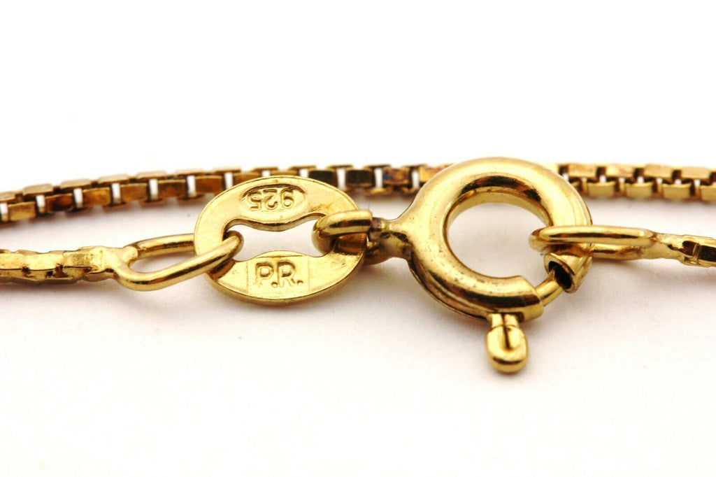 925 vermeil sterling silver box chain necklace Italy 16 inch 1mm 2.2g estate