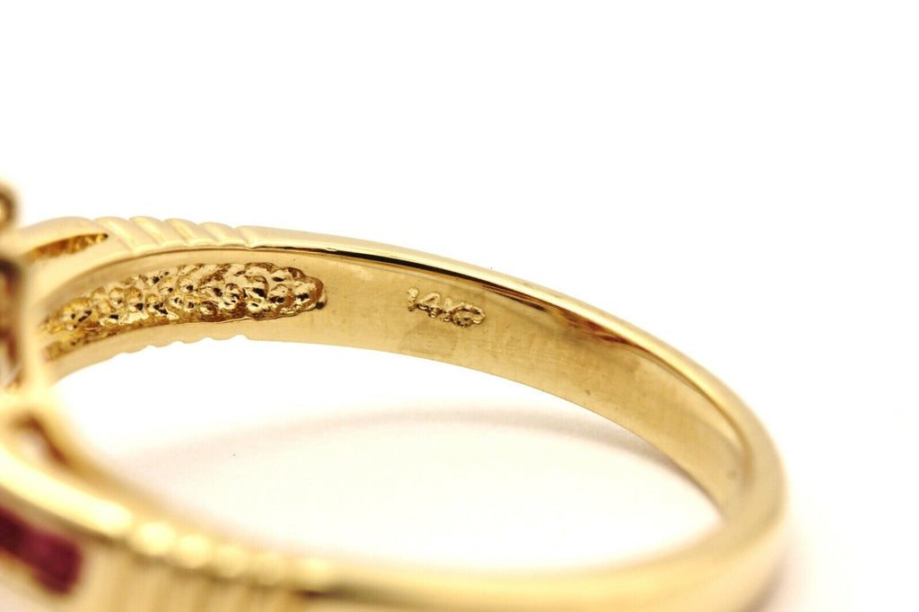 SUMAL 14k yellow gold red marquise ruby diamond 0.60ctw ring size 5 3.32g estate