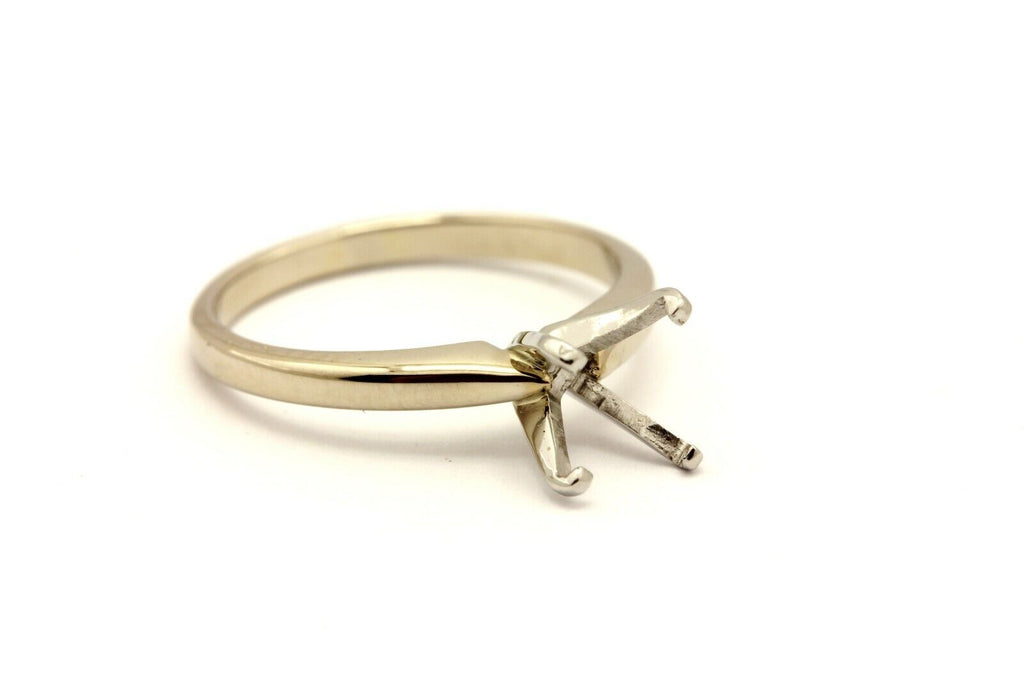 platinum 14k white gold 7.5mm round 4prong engagement ring sz7.5 setting 3.31g