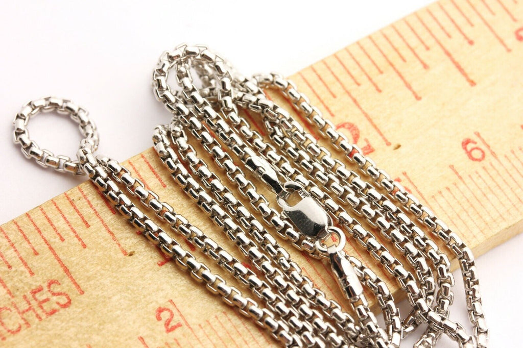 14k white gold hollow round box chain necklace 5.26g 24 inch 1.90mm lobster new
