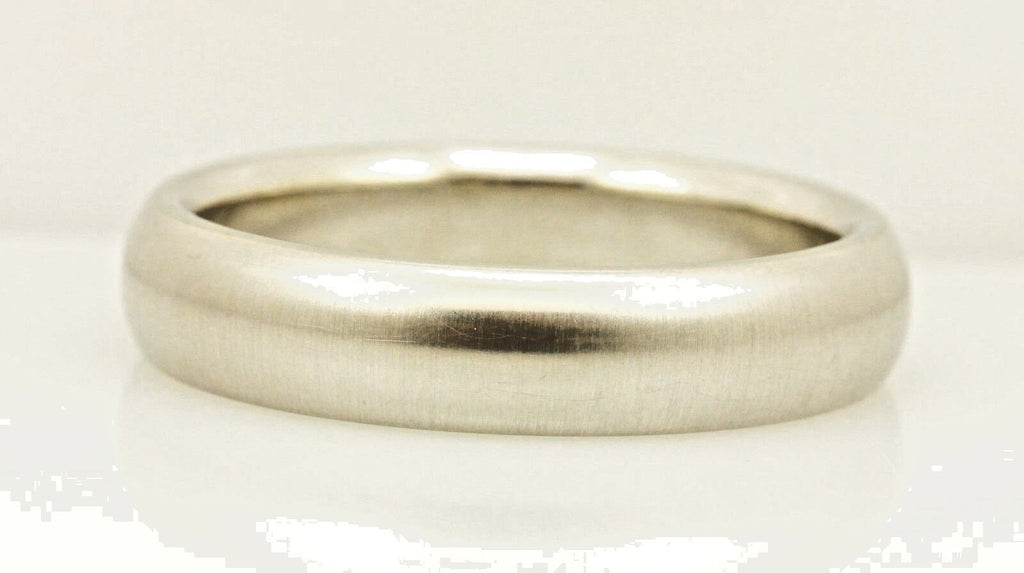 14k white gold Men's 5mm size 10 satin finish domed wedding band ring 8.16g NEW