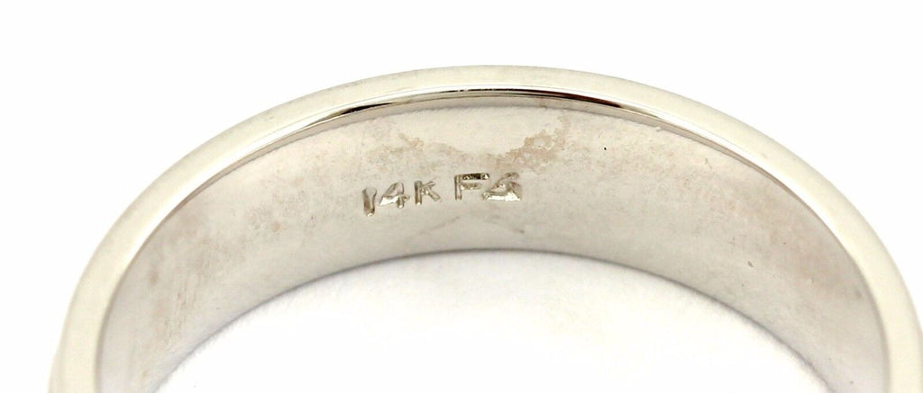 14k white gold man's wedding band ring size 8.75 comfort fit satin center estate