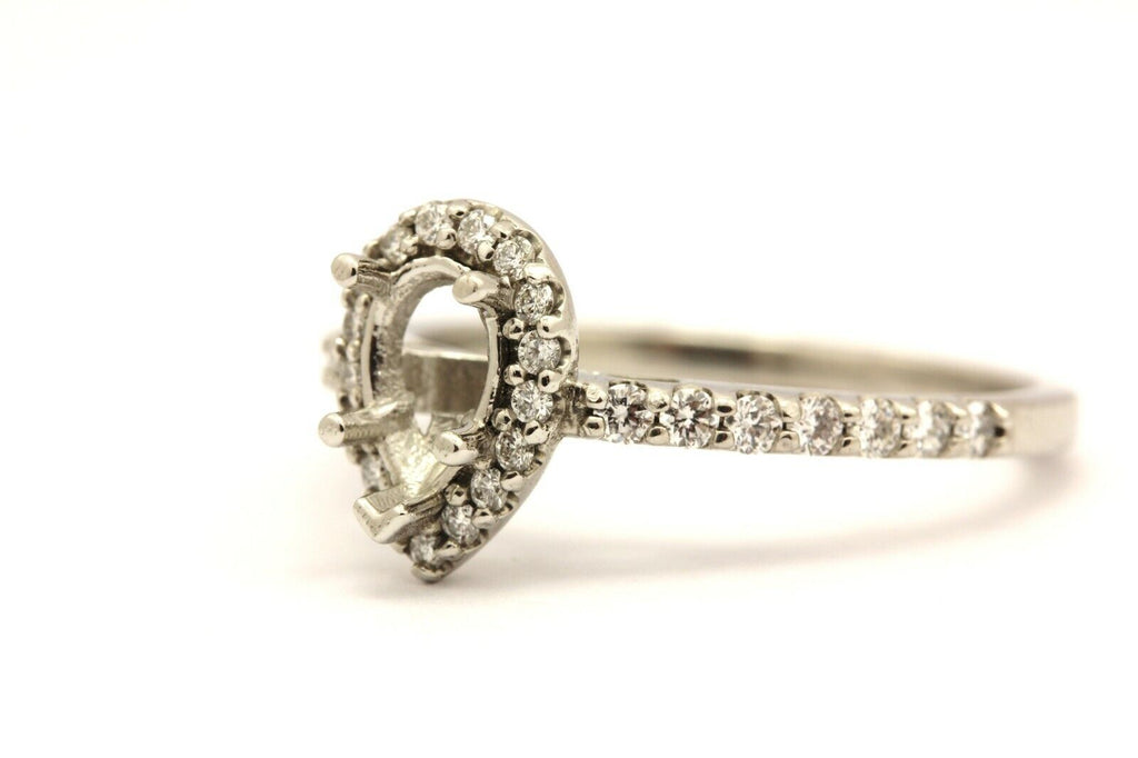 platinum 4.53g engagement ring semi mount 7x5mm pear center 0.35ctw accents halo
