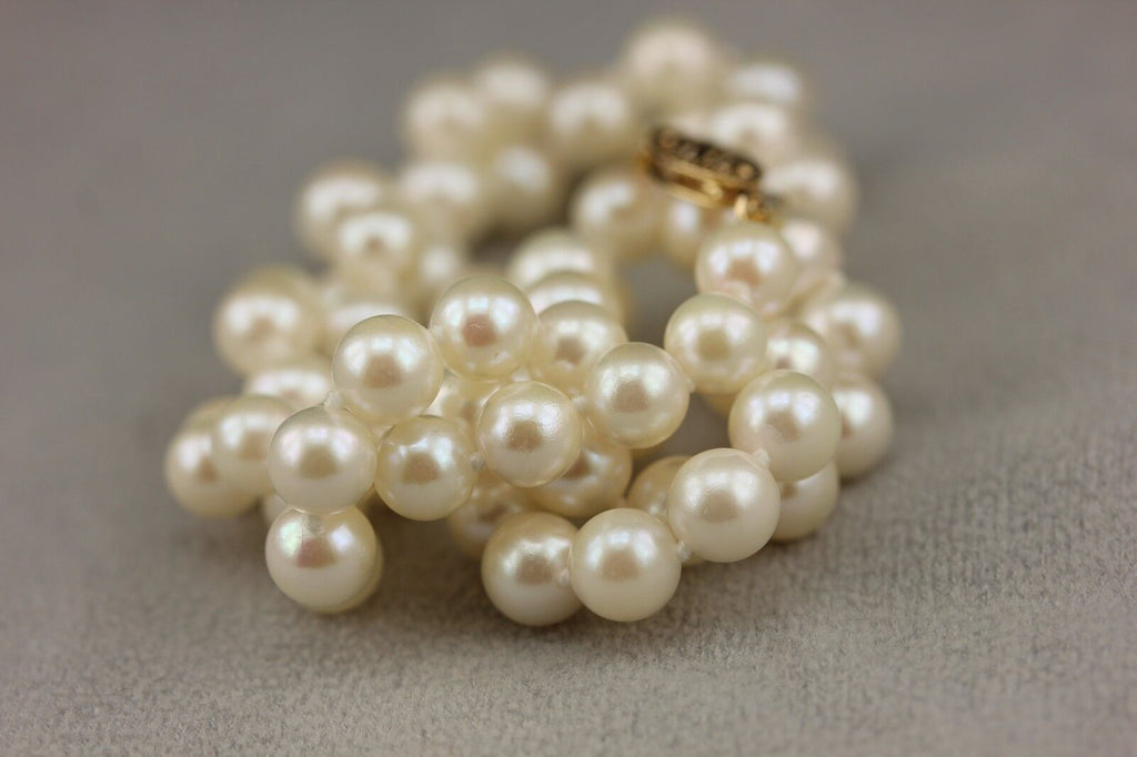 14k yellow gold 18 inch 5.5-6mm Chinese round cultured pearl strand necklace NEW