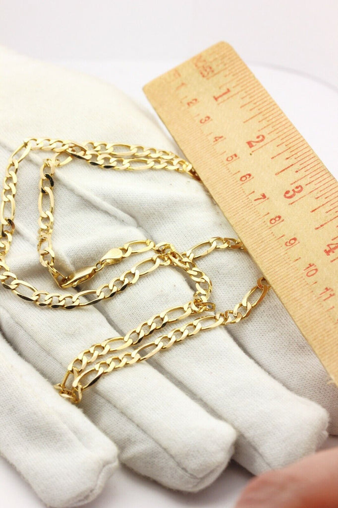 SMG ITALY 14k yellow gold figaro chain necklace lobster 18 inch 4mm 9.96g estate