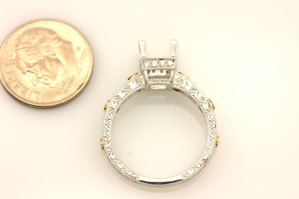 18k white pink rose gold two tone 6mm square semi mount engagement ring NEW