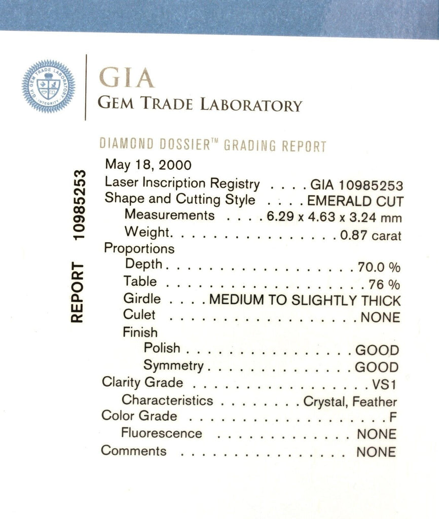 14k white gold 20mm drop halo pendant GIA emerald cut diamond ESTATE 1.15ctw