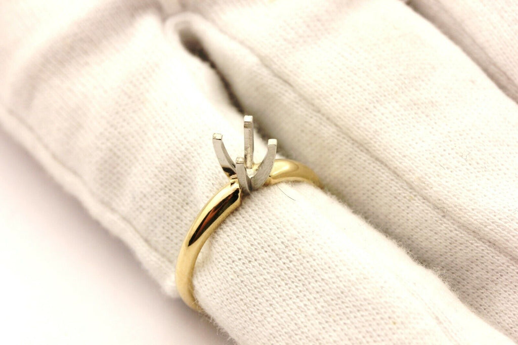 14k yellow gold 4.7mm solitaire engagement ring setting 4prong platinum sz6 2.3g