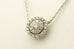14k white gold 0.42ctw round diamond halo pendant 16 inch necklace rolo chain 3g
