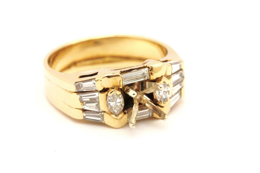 14k yellow gold diamond engagement wedding ring band set size 6.75 7.62g vintage