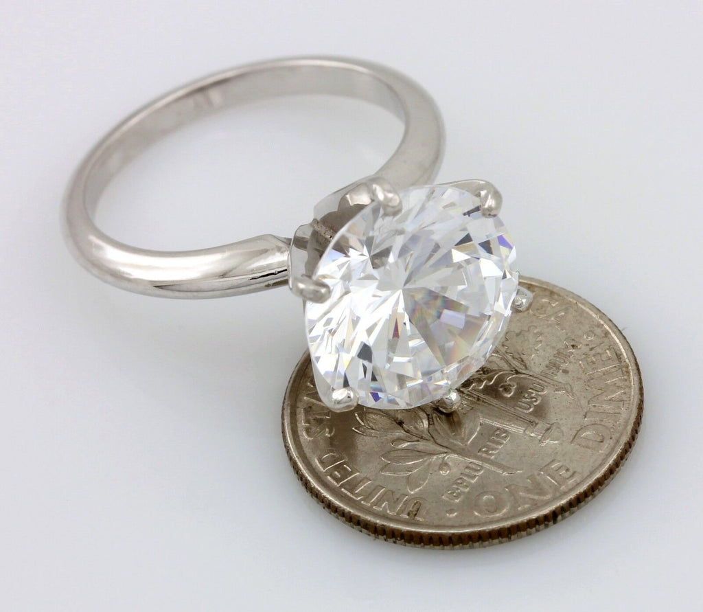 platinum 11.5mm round brilliant cubic zirconia solitaire engagement ring 7.65g