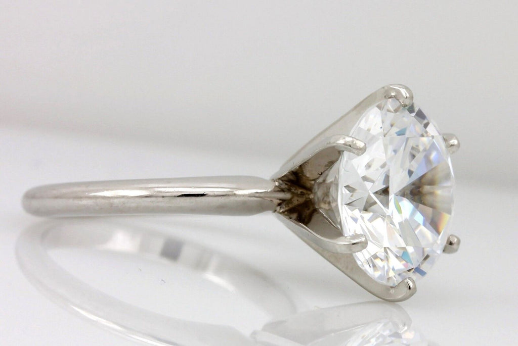 platinum 11.5mm round brilliant cubic zirconia solitaire engagement ring 7.65g