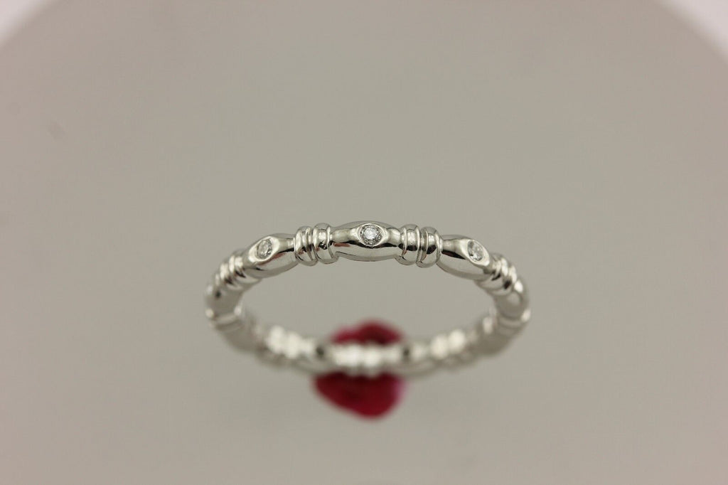 Platinum nine round diamond bamboo wedding band 2.6mm size 6.25 ring NEW 4.51 gr