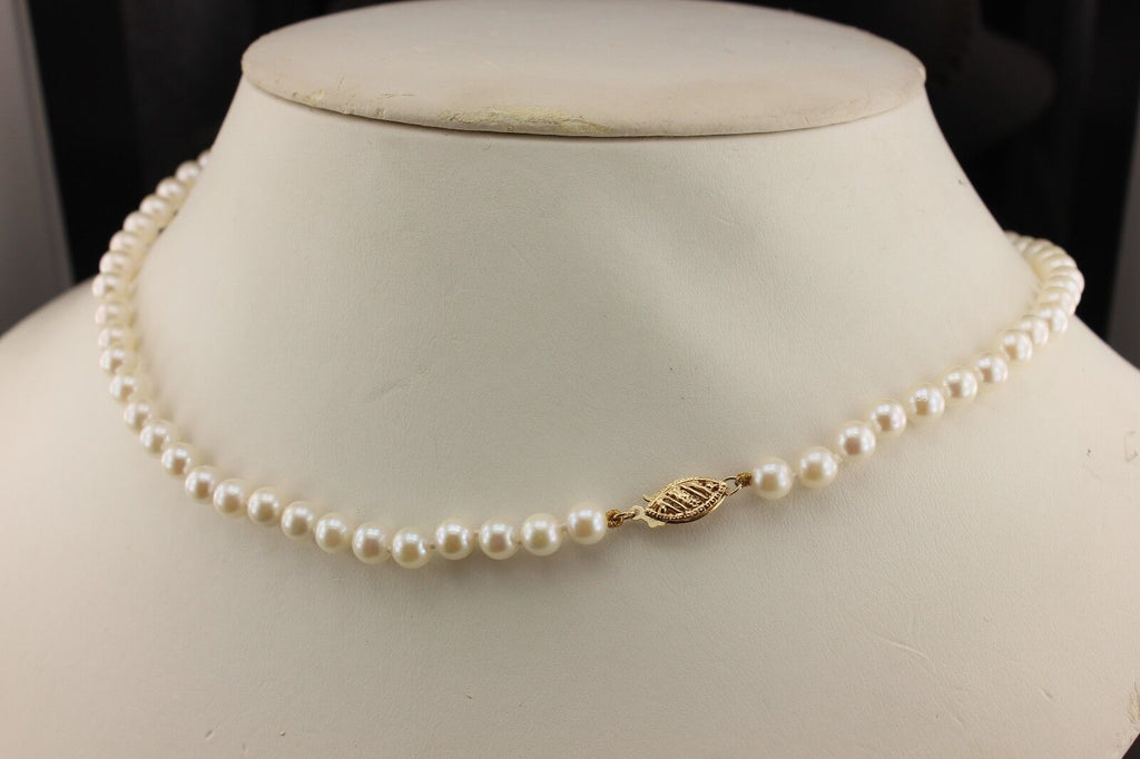 14k yellow gold 18 inch 5.5-6mm Chinese round cultured pearl strand necklace NEW