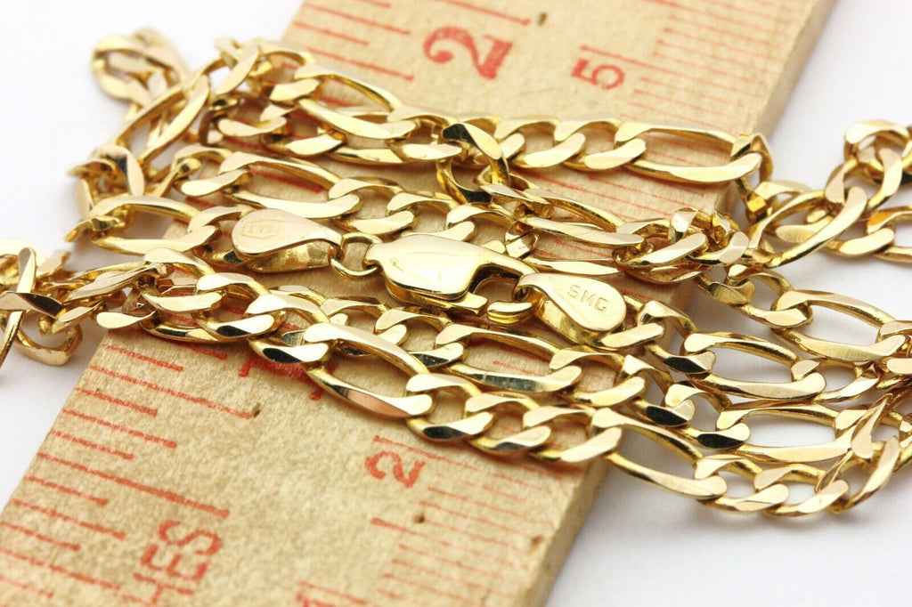 SMG ITALY 14k yellow gold figaro chain necklace lobster 18 inch 4mm 9.96g estate