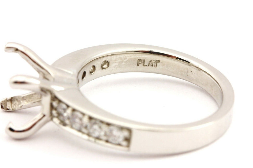 Platinum engagement ring semimount setting 6.8mm cushion .26ctw diamond accents