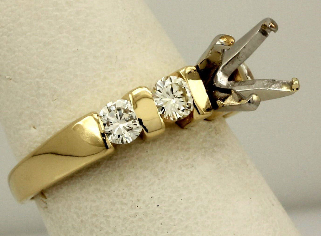14k yellow gold engagement ring semimount 0.62ctw round diamond 6.5mm M&M estate