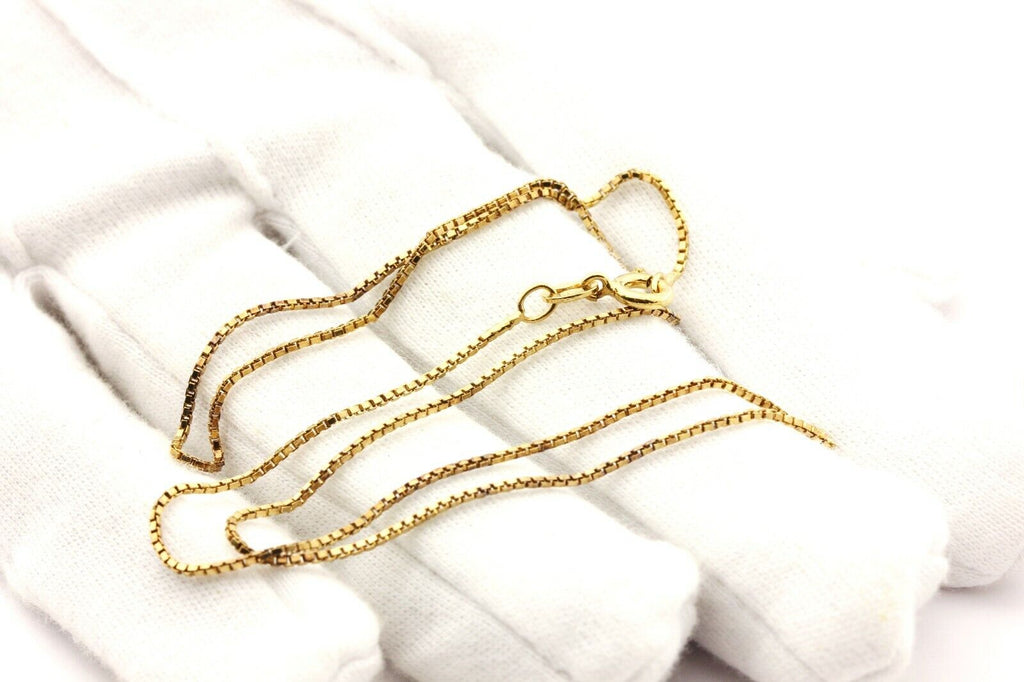 925 vermeil sterling silver box chain necklace Italy 16 inch 1mm 2.2g estate