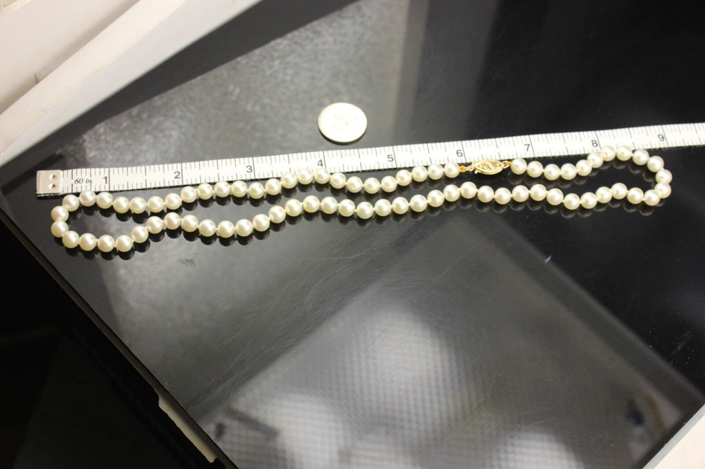 14k yellow gold 18 inch 5.5-6mm round cultured pearl strand necklace Chinese NEW