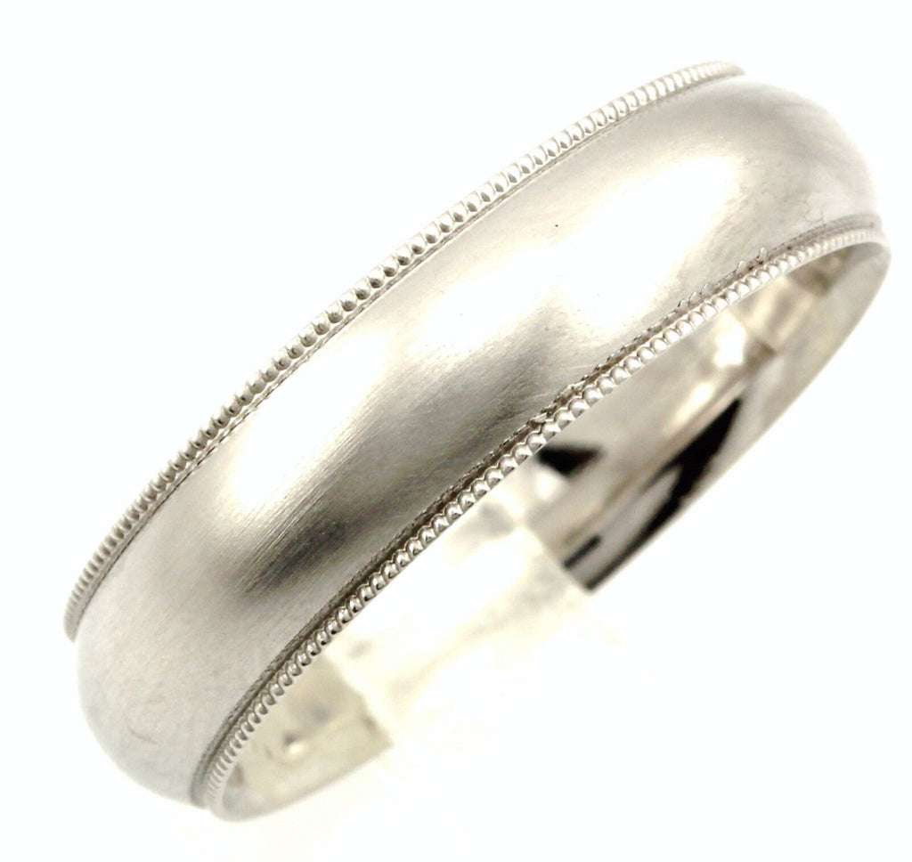Platinum Men's 6mm satin wedding band milgrain edge sz 10.5 comfort fit 11.55g