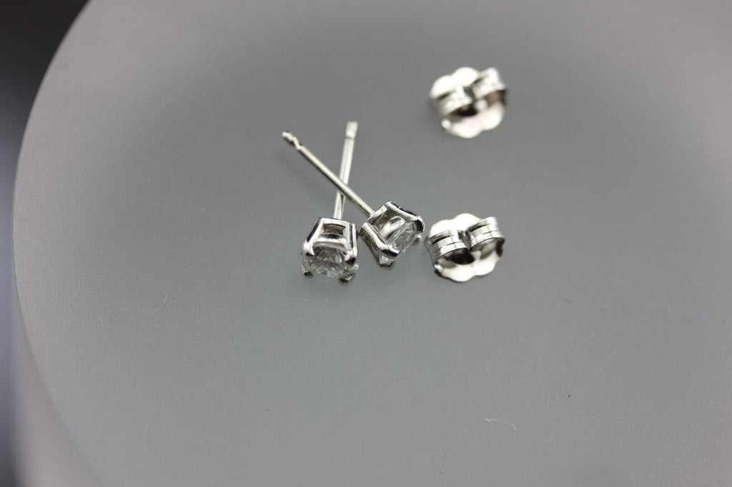 14k white gold .63ctw 4.3mm round diamond solitaire stud earrings NEW .81 grams