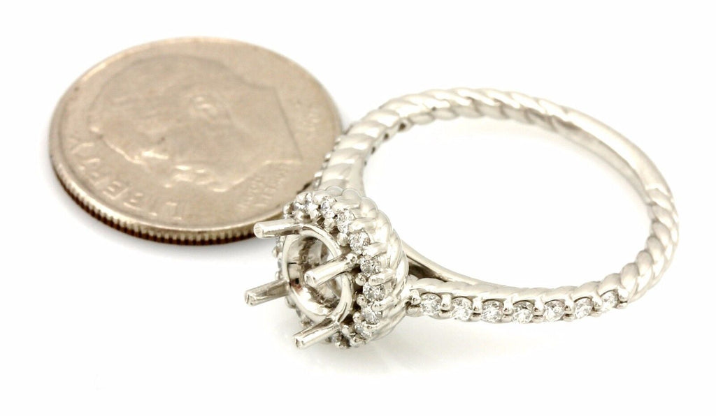 Platinum 1ct round diamond 0.34ctw halo twist band engagement ring semimount NEW