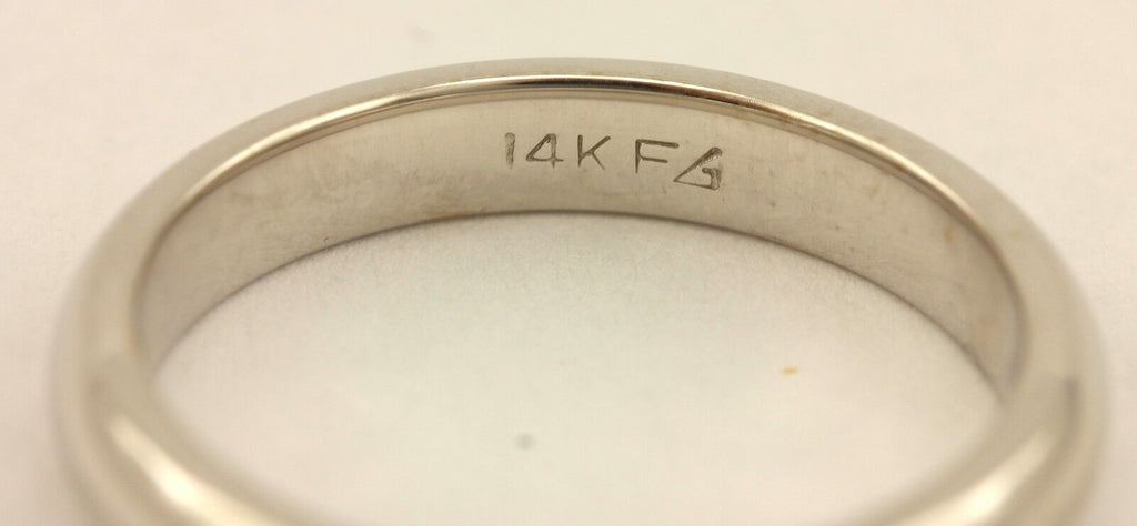 New 14k white gold Men's wedding band sz10 comfort fit 4 mm ring low dome 6.43g