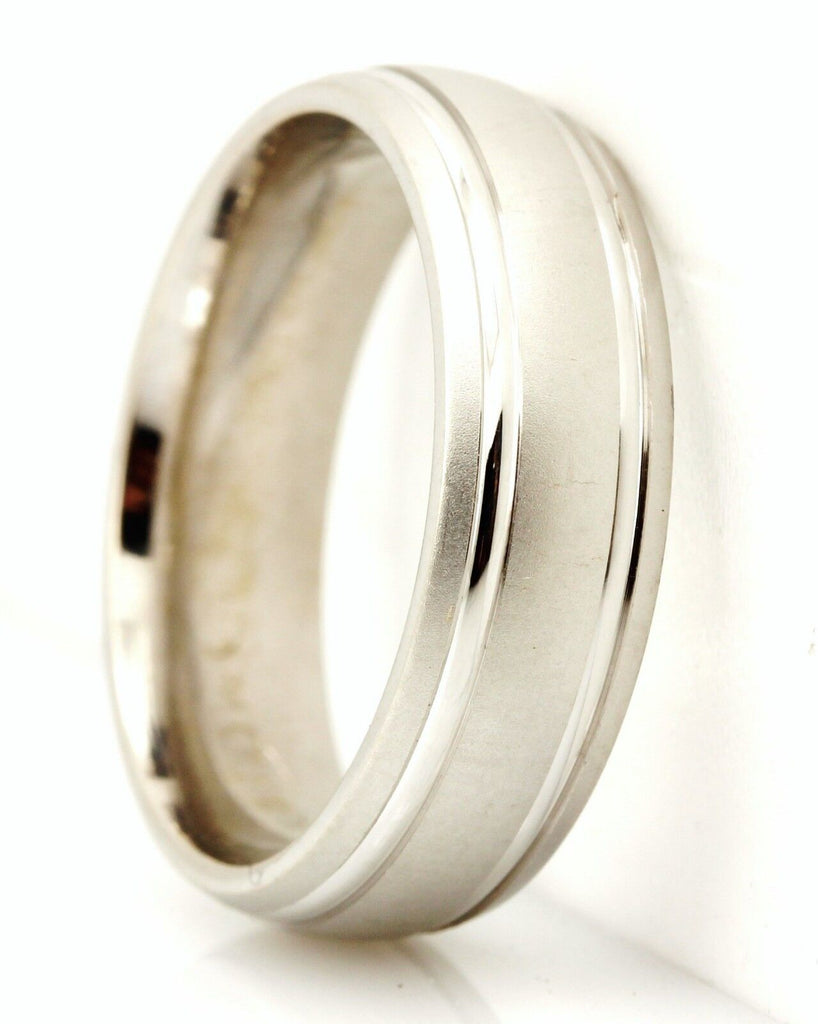 14kw gold Men's comfort fit wedding band ring 2 shiny lines 6mm 7.97gr size 8