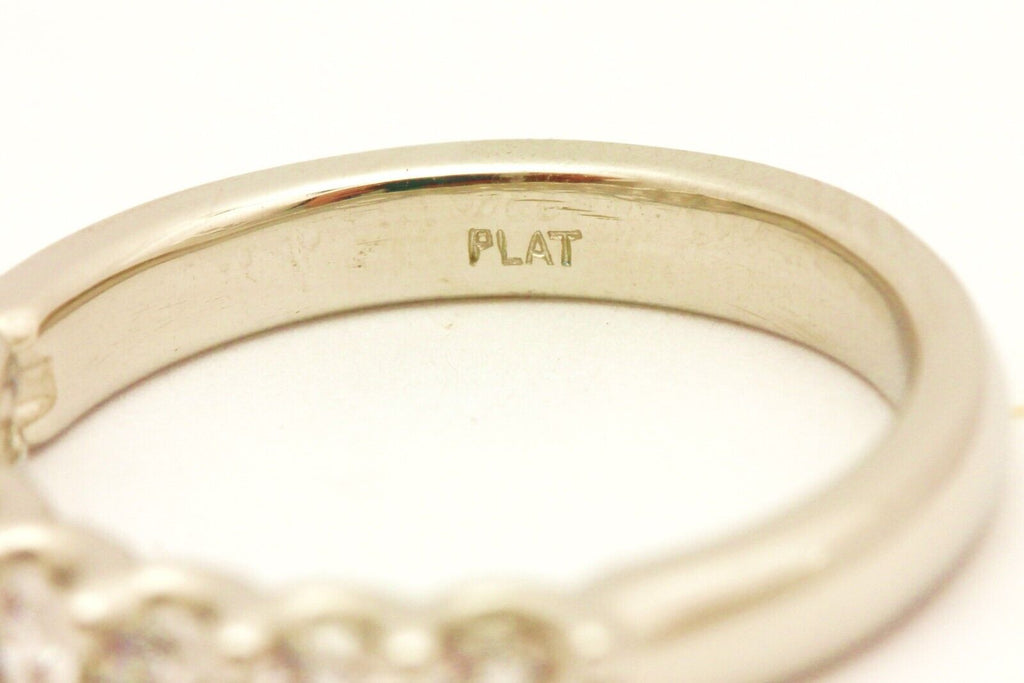 Platinum 0.66ctw natural round diamond 7 stone band 3mm ring size 7 6.35g new