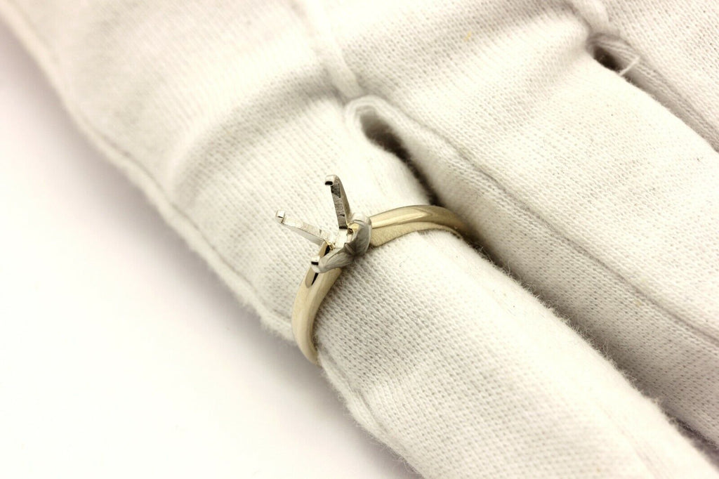 platinum 14k white gold 7.5mm round 4prong engagement ring sz7.5 setting 3.31g