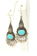925 sterling silver turquoise hook earrings drop dangle 2.75 inch 5.8g vintage