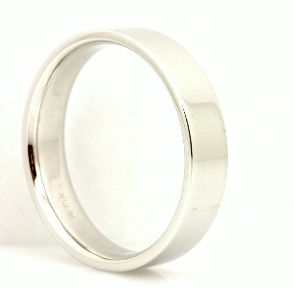 14k white gold Men's 5mm flat wedding band size 9 comfort fit ring 5.55g NEW