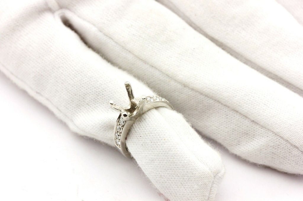 Platinum engagement ring semimount setting 6.8mm cushion .26ctw diamond accents