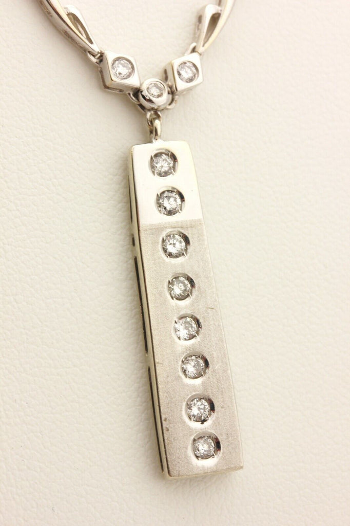 ITALY 585 14k white gold 1.18ctw diamond pendant necklace 16 inch 19.76g estate