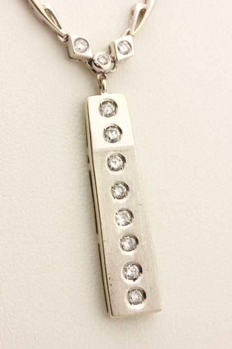 ITALY 585 14k white gold 1.18ctw diamond pendant necklace 16 inch 19.76g estate