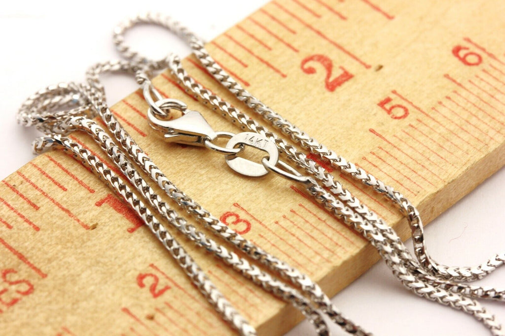 14k white gold Franco chain necklace lobster 16 inch 1.25mm 2.77g new