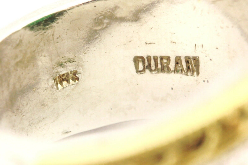 DURAN 18k yellow gold sterling silver dyed green jadeite jade ring size 9 26g