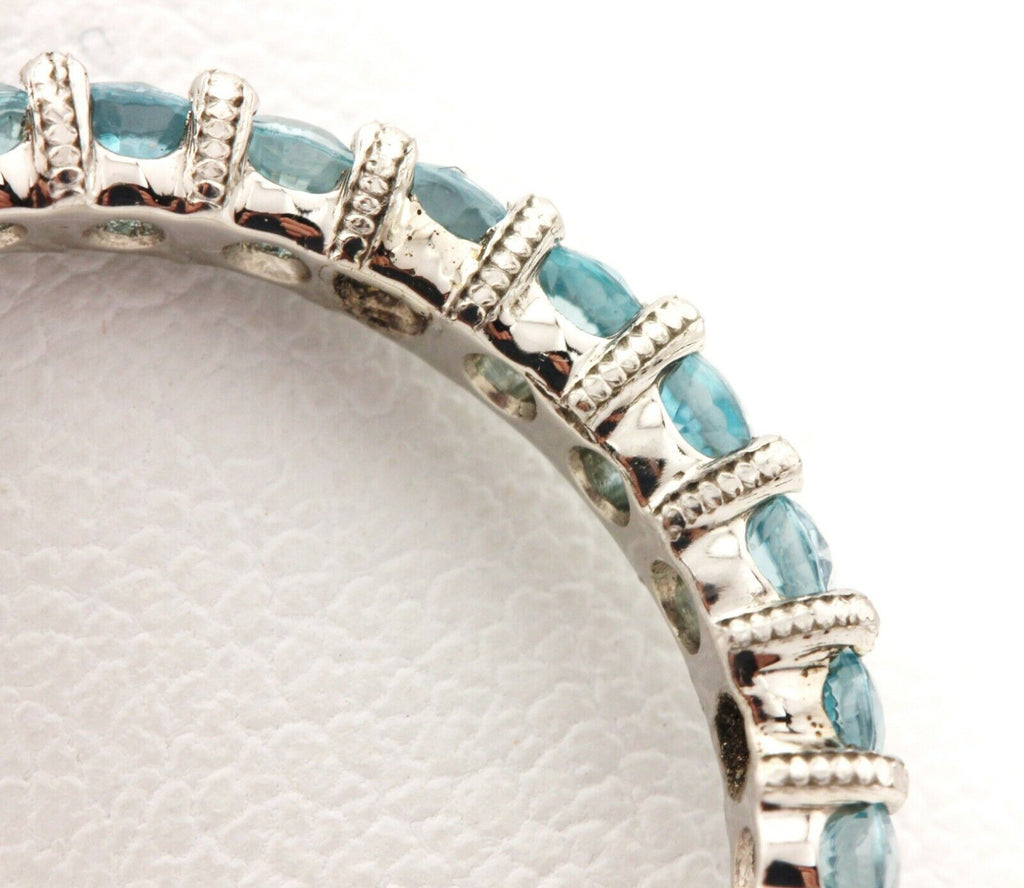 Platinum 1.42ctw blue zircon anniversary eternity wedding band sz 5.75 ring NEW