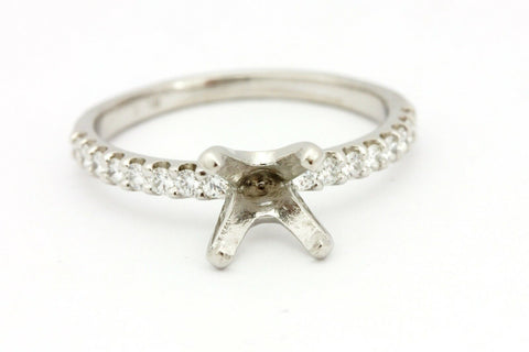 platinum 7mm center 0.27ctw diamond semimount engagement ring size 7.25 3.79g