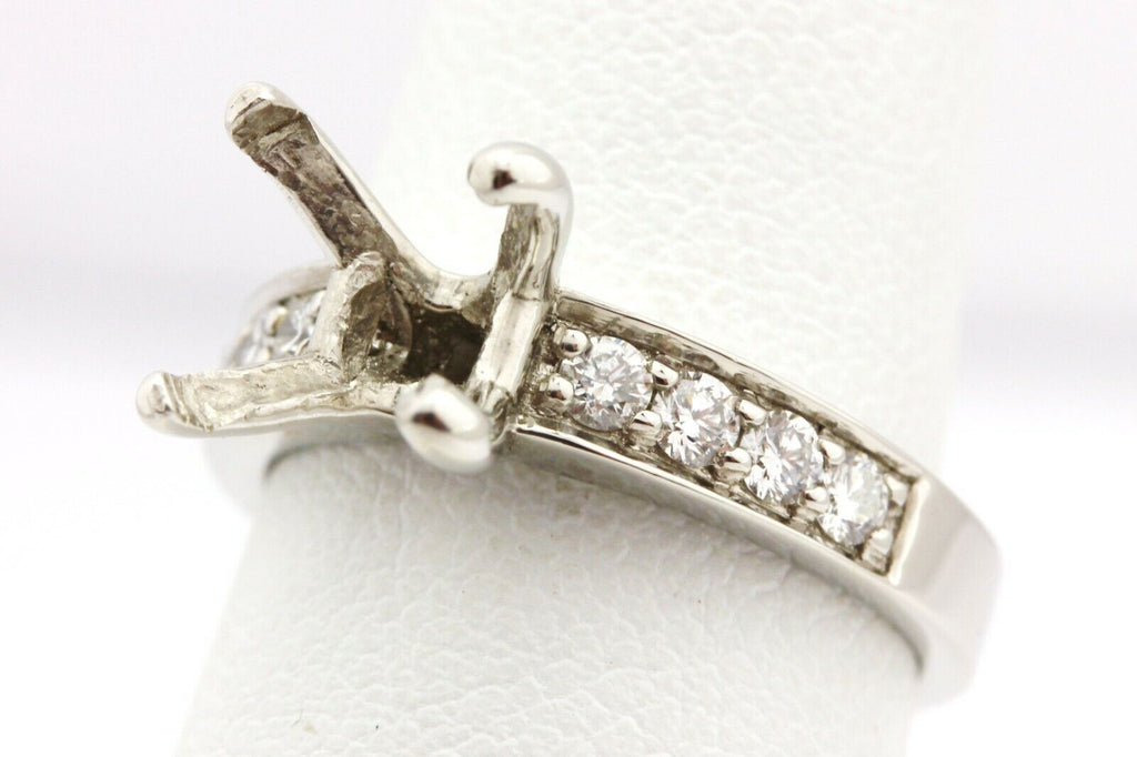 Platinum engagement ring semimount setting 6.8mm cushion .26ctw diamond accents