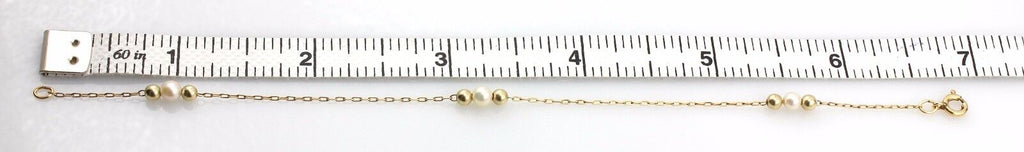 1/20 14k yellow gold filled 7" bracelet 3 cultured pearls costume fashion 0.76g