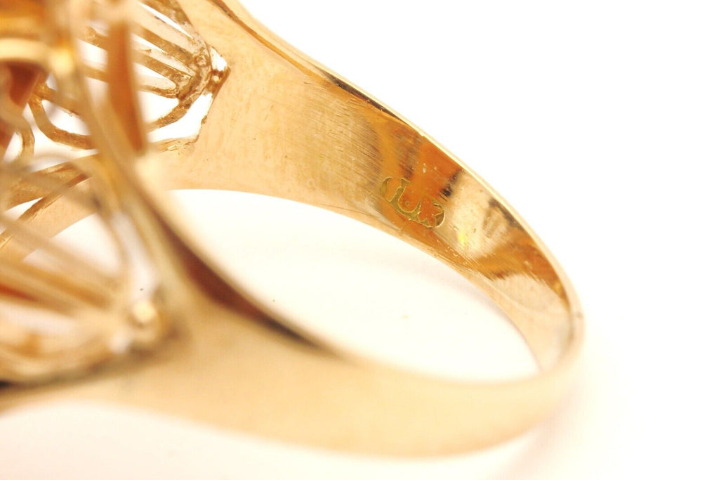 18k yellow gold 30ct glass oval rose cut solitaire ring size 6.25 8.85g Art Deco