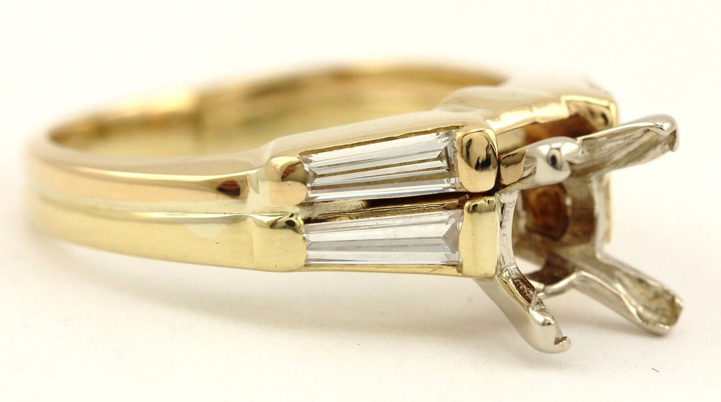 18k yellow gold wedding ring set 1ct square center diamond tapered baguettes set