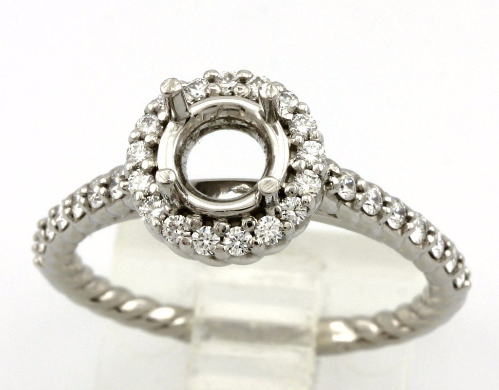 Platinum 1ct round diamond 0.34ctw halo twist band engagement ring semimount NEW