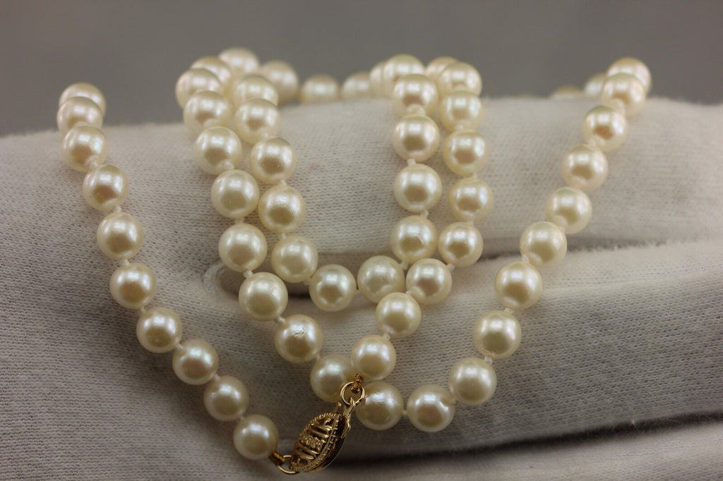 14k yellow gold 18 inch 5.5-6mm Chinese round cultured pearl strand necklace NEW
