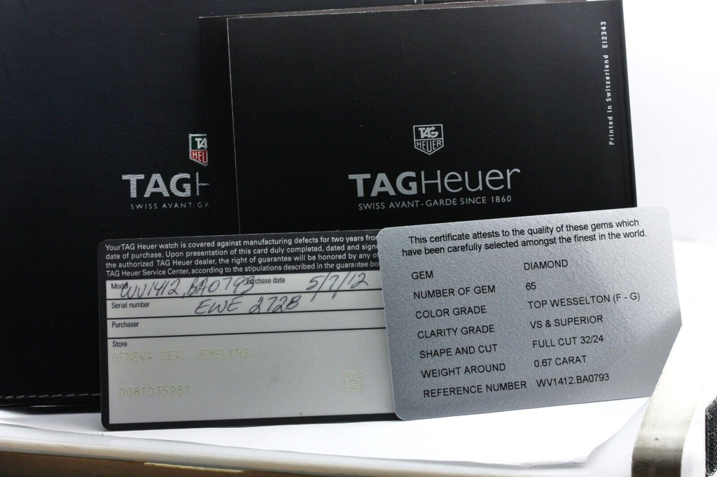 CARRERA TAG Heuer 0.67ctw diamond women's luxury wrist watch extra links pins