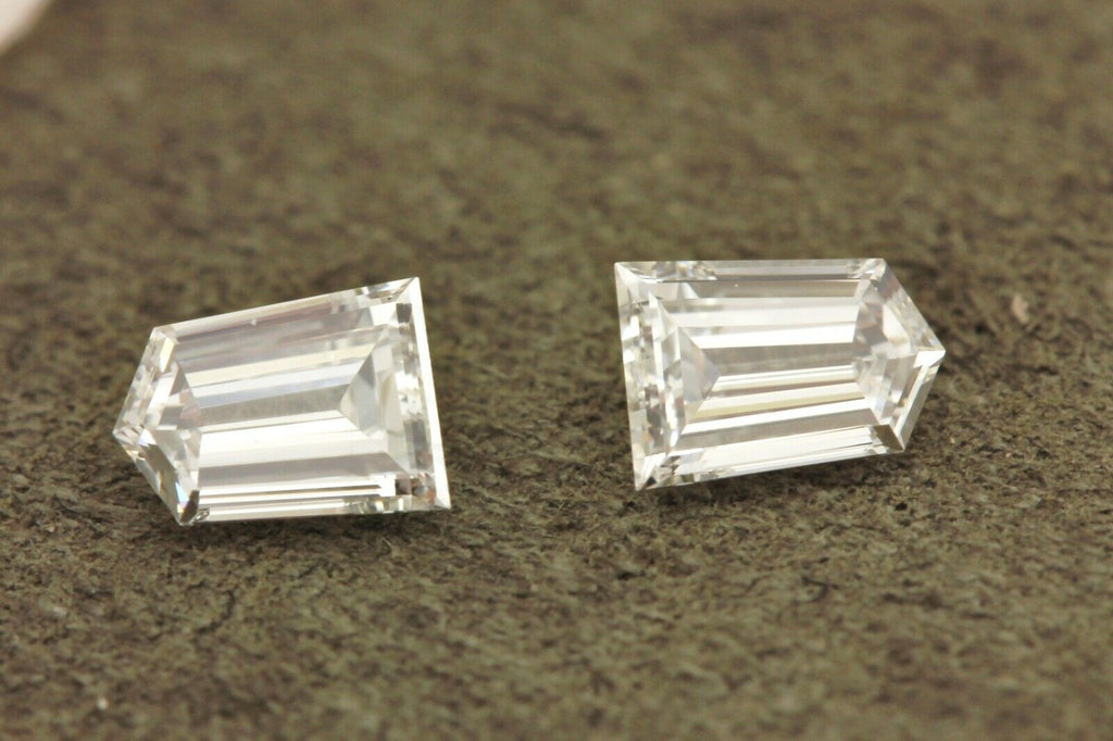 loose natural diamond 0.33ctw matched pair bullet step cuts E VVS2 4x3x1.5mm new